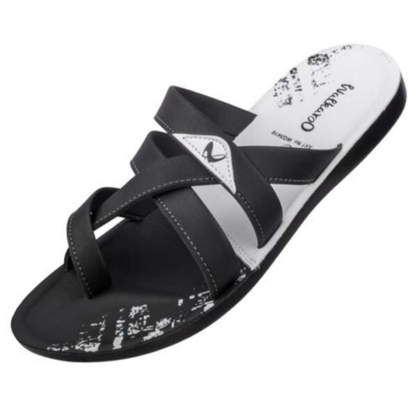 Walkaroo pu sandal for men black- white - Image 2
