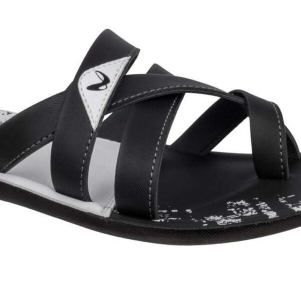 Walkaroo pu sandal for men black- white - Image 3