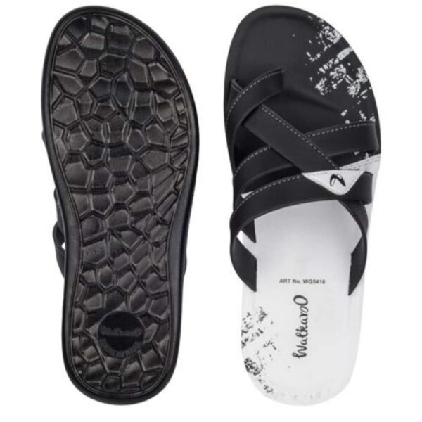 Walkaroo pu sandal for men black- white - Image 5