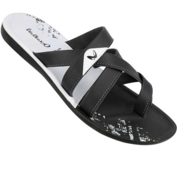 Walkaroo pu sandal for men black- white