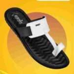 Vkc - black- white kolhapuri sandals for Men