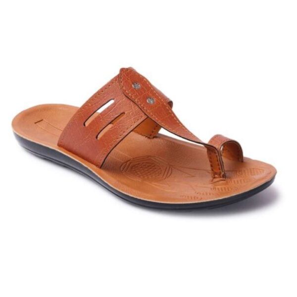 Men's Tan Embossed kolhapuri pu sandal - Image 2