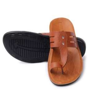 Men's Tan Embossed kolhapuri pu sandal