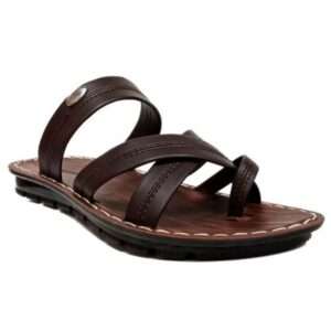 Men's Brown side stitch pu sandal