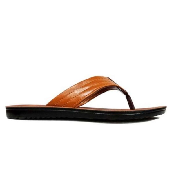 V shape pu men slippers Tan - Image 3
