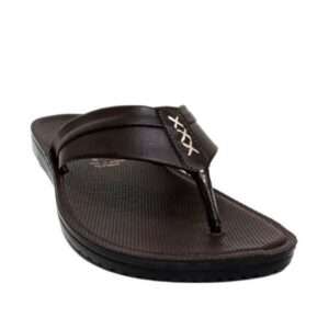 Brown pu slippers for men