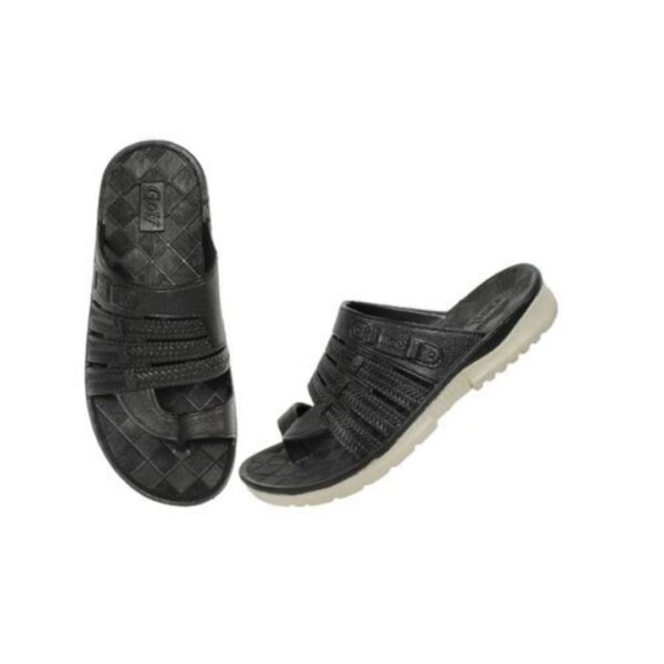 Men pvc kolhapuri sandal Black - Image 4