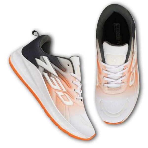 Orange Eva mesh lace up sports shoes for men - Image 4