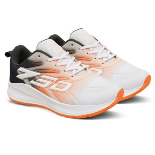 Orange Eva mesh lace up sports shoes for men - Image 5
