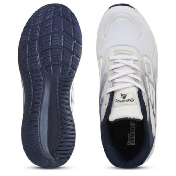 Navy blue Eva mesh lace up sports shoes for men - Image 6