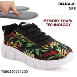 Black printed sports Running shoes for womens