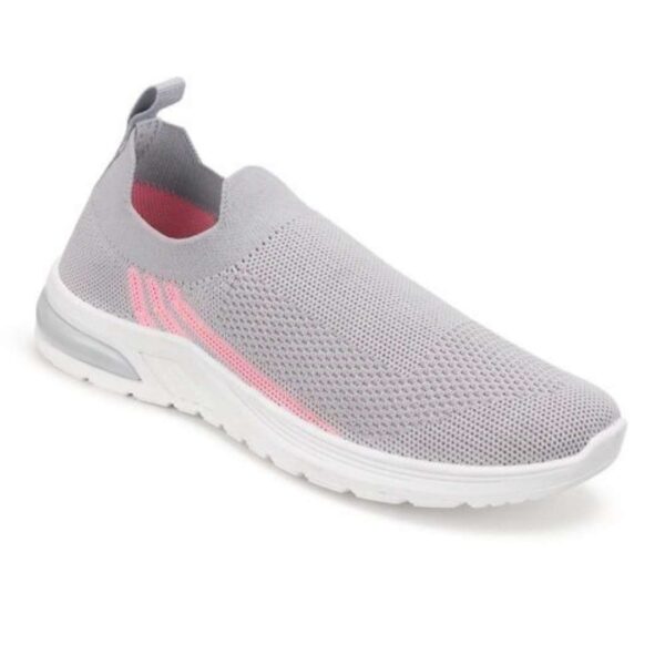 Grey slip-on Flyknit casual shoes for womens
