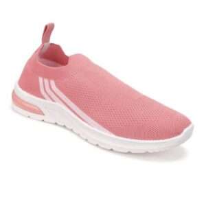 Peach slip-on Flyknit casual shoes for womens
