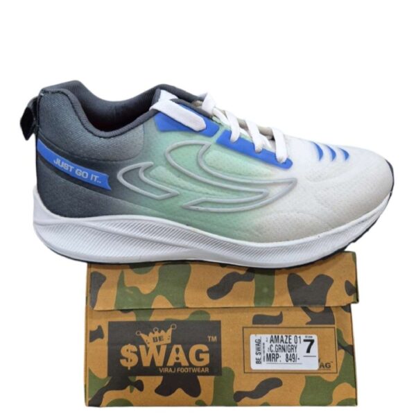 Sea Green/ Grey lace up Running shoes for men
