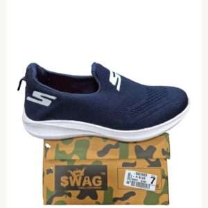 Navy blue slip on Skechers for men