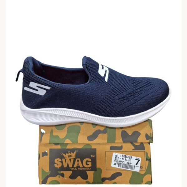 Navy blue slip on Skechers for men
