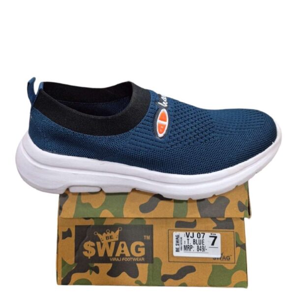 Teal blue slip on casual shoes for men