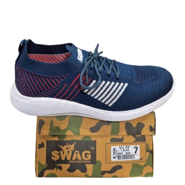 Blue-Red slip on laces sports shoes for men