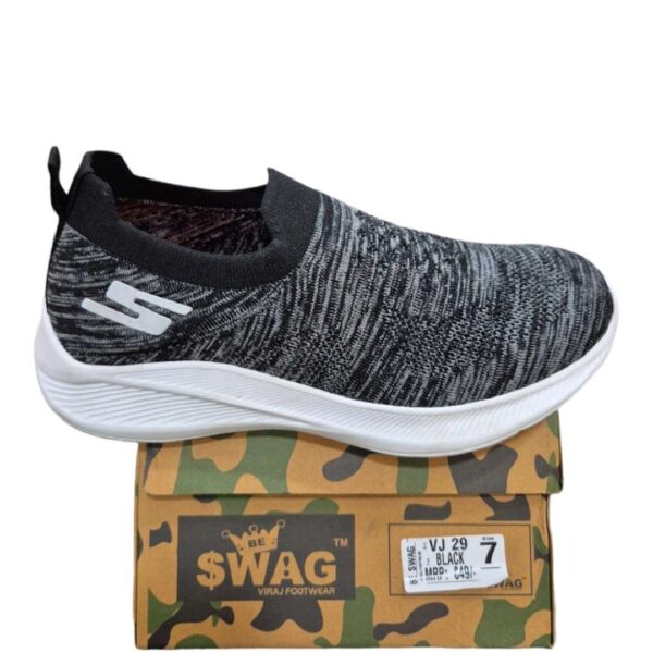 Black printed Slip-on sports shoes for men