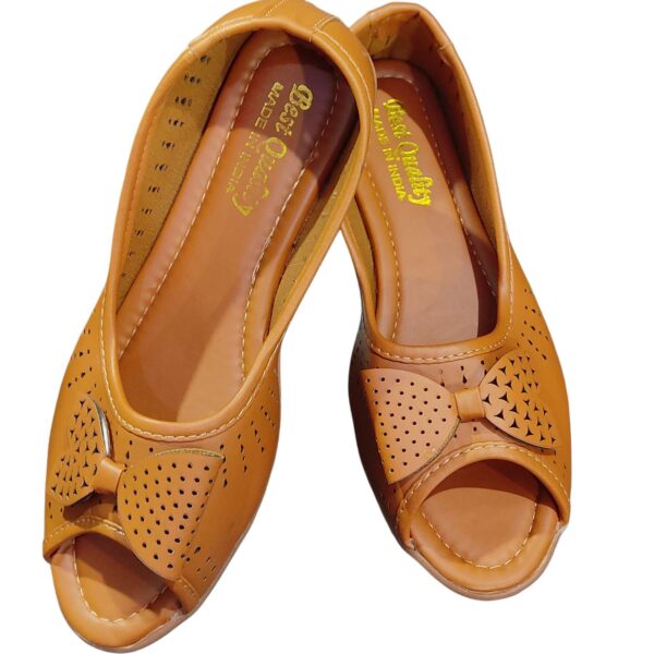 Tan open toe casual bellies for womens