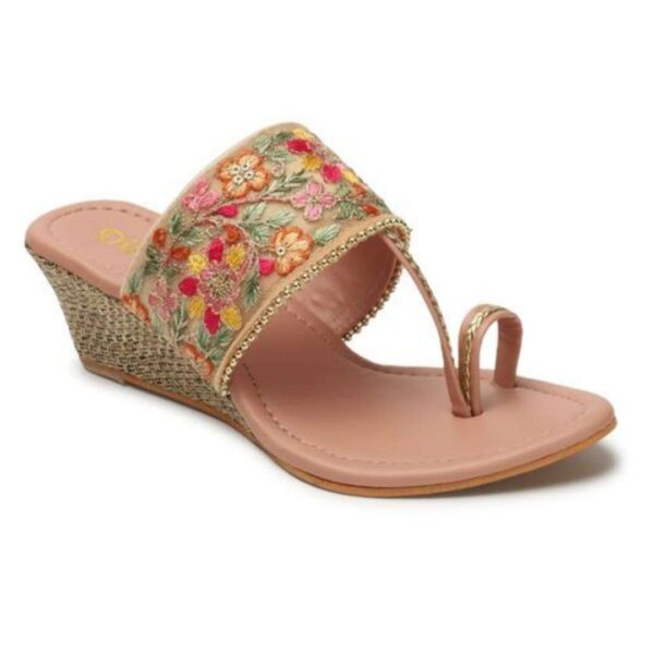 Embroidery slim block heel sandals for women - Image 9
