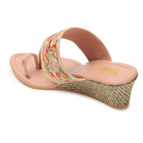 Embroidery slim block heel sandals for women - Image 6