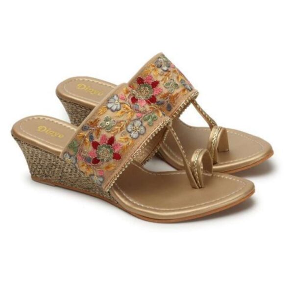 Embroidery slim block heel sandals for women - Image 5