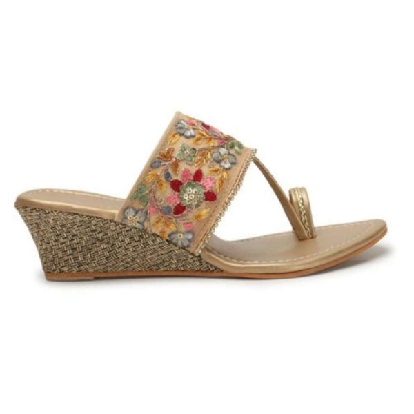 Embroidery slim block heel sandals for women - Image 4
