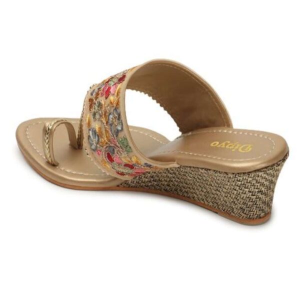 Embroidery slim block heel sandals for women - Image 3