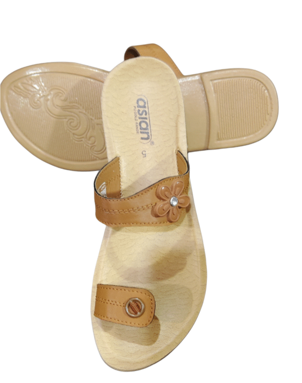 Asian Flat sandal for women Tan - Image 4