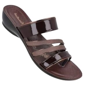 Walkaroo wl7844 brown glossy ladies sandal