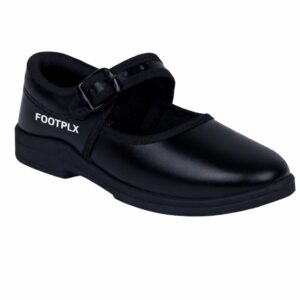 Footplx Adult Girls School Shoes – Comfortable & Durable Black Leather Shoes for Everyday Use