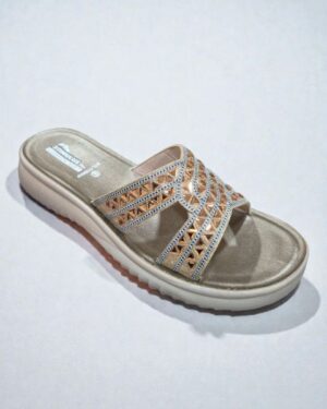 Stimulus fancy widget flat sandal for women goldenld