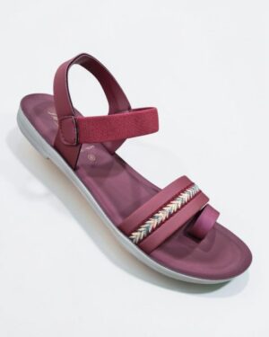 Vkc flat ladies belt sandal cherry