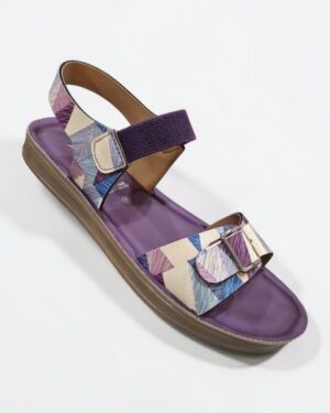 Vkc printed ladies belt sandal purple