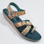 Walkaroo printed flat belt sandal for women green