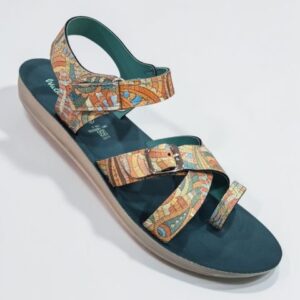 Walkaroo printed flat belt sandal for women green