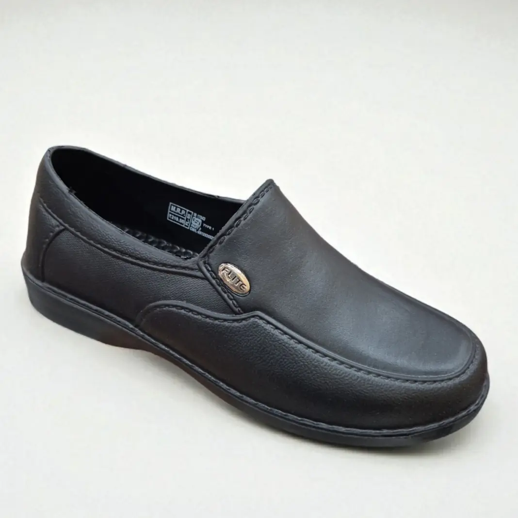Flite Men's Black Formal Shoes | Slip-On PVC Office & Daily Wear